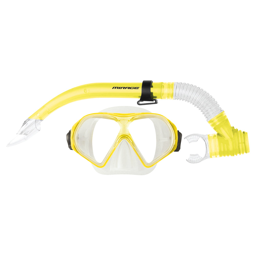 Mirage Watersports Adult Silitex Beach Swimming Goggle Mask/Snorkel Set — Yellow