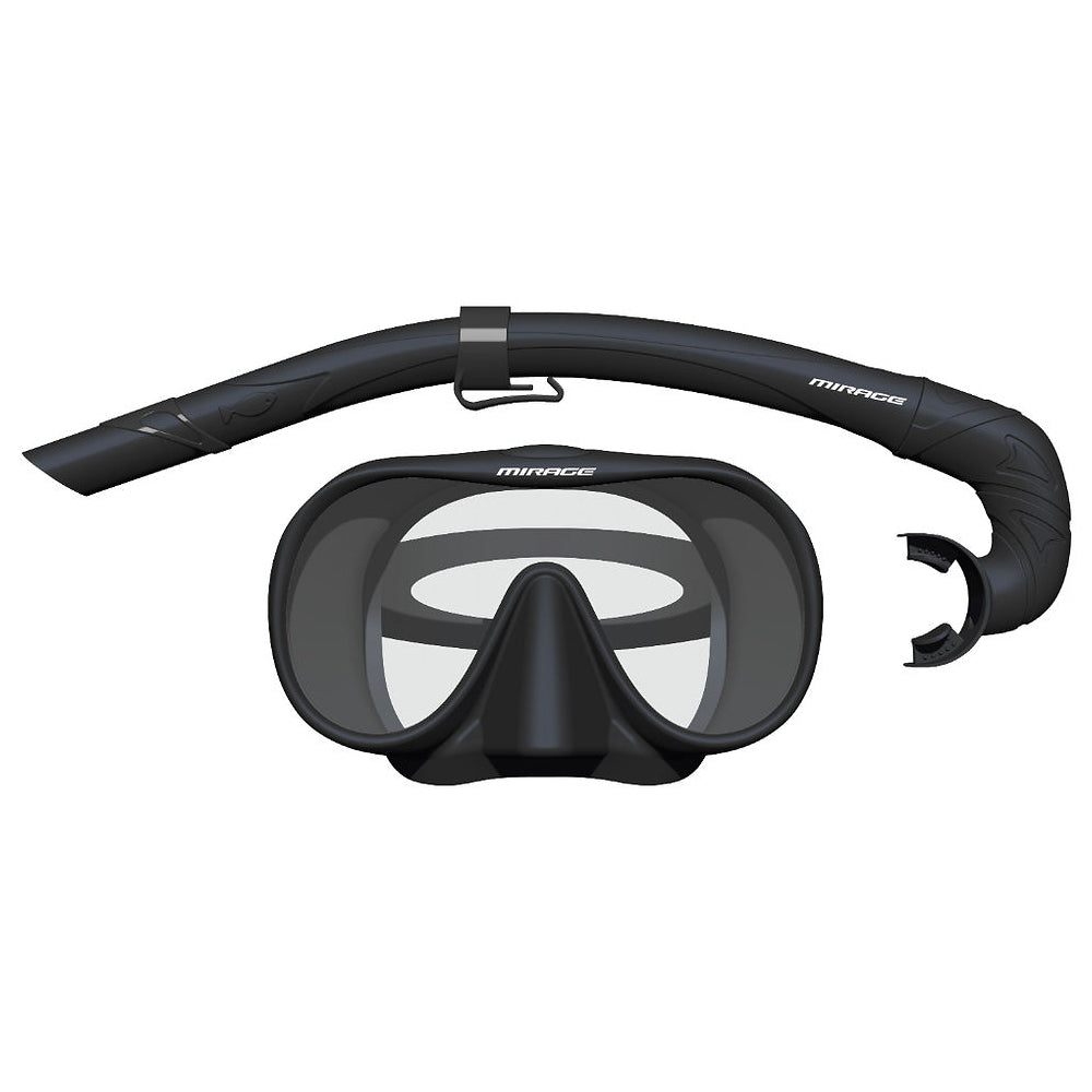 Mirage Sunsets Mask and Snorkel Underwater Swimming Activity Set — Black