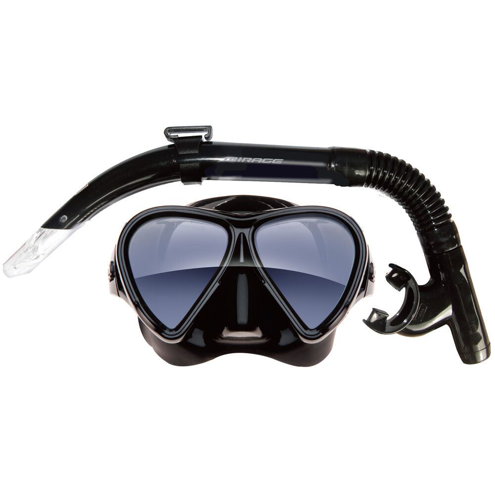 Mirage Eclipse Snorkelling/Swimming Mask & Snorkels Set Black (2 Pieces)