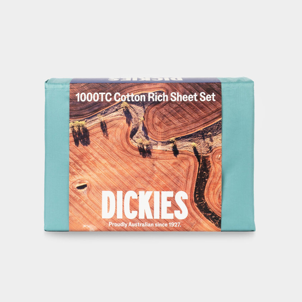 Dickies King Bed 1000TC Cotton Rich Flat Soft Fitted Durable Sheet Set Seafoam — image 4