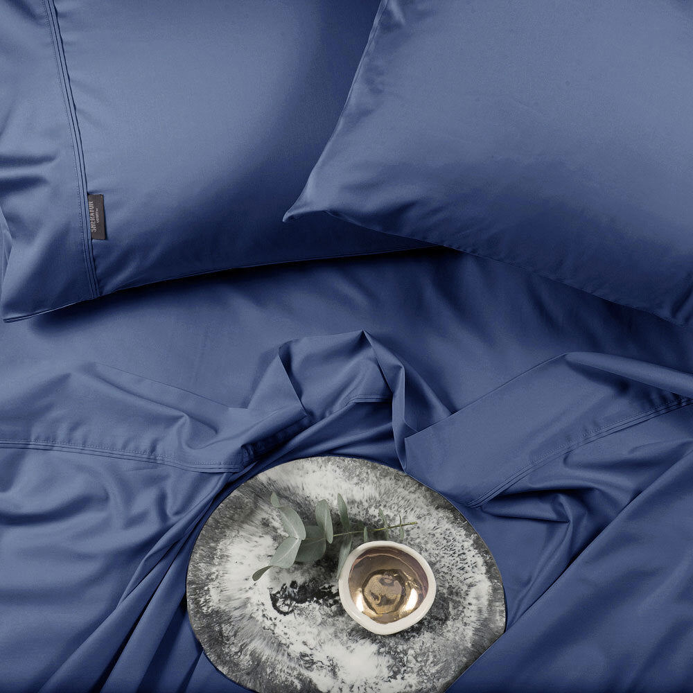 Sheraton Luxury Bamboo Cotton Single Bed Fitted Sheet/Pillowcase Set Deep Blue — image 2