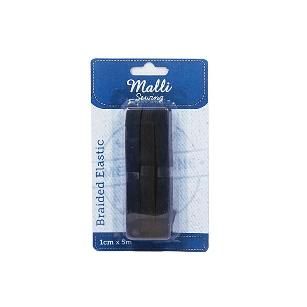 Malli Braided Flat Portable Sewing Elastic Band Tape/Cord x Assorted — 1cm 5m