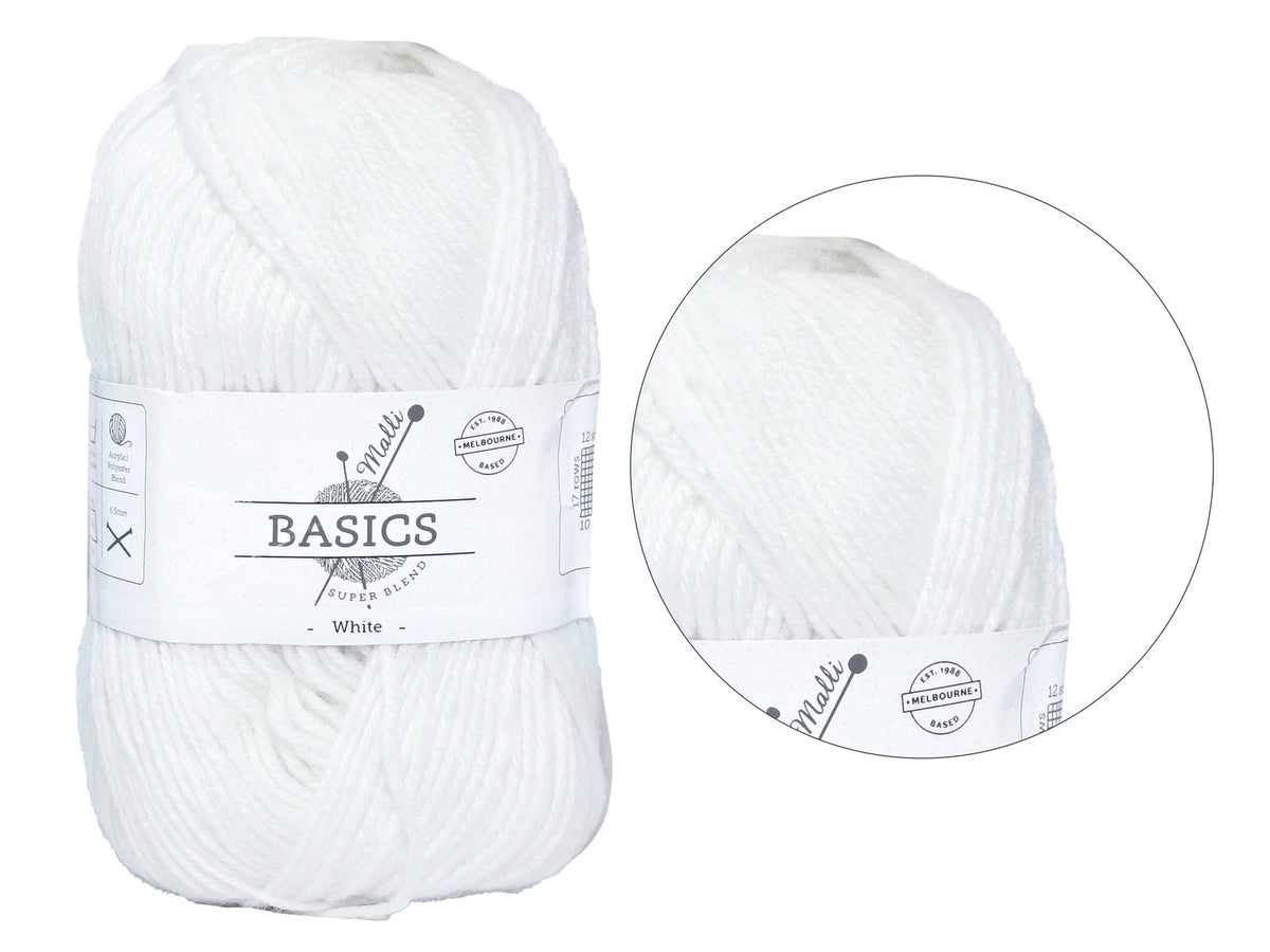 Malli White Super Blend Basic 100g Knitting/Crochet Craft Yarn Acrylic/Poly — image 2
