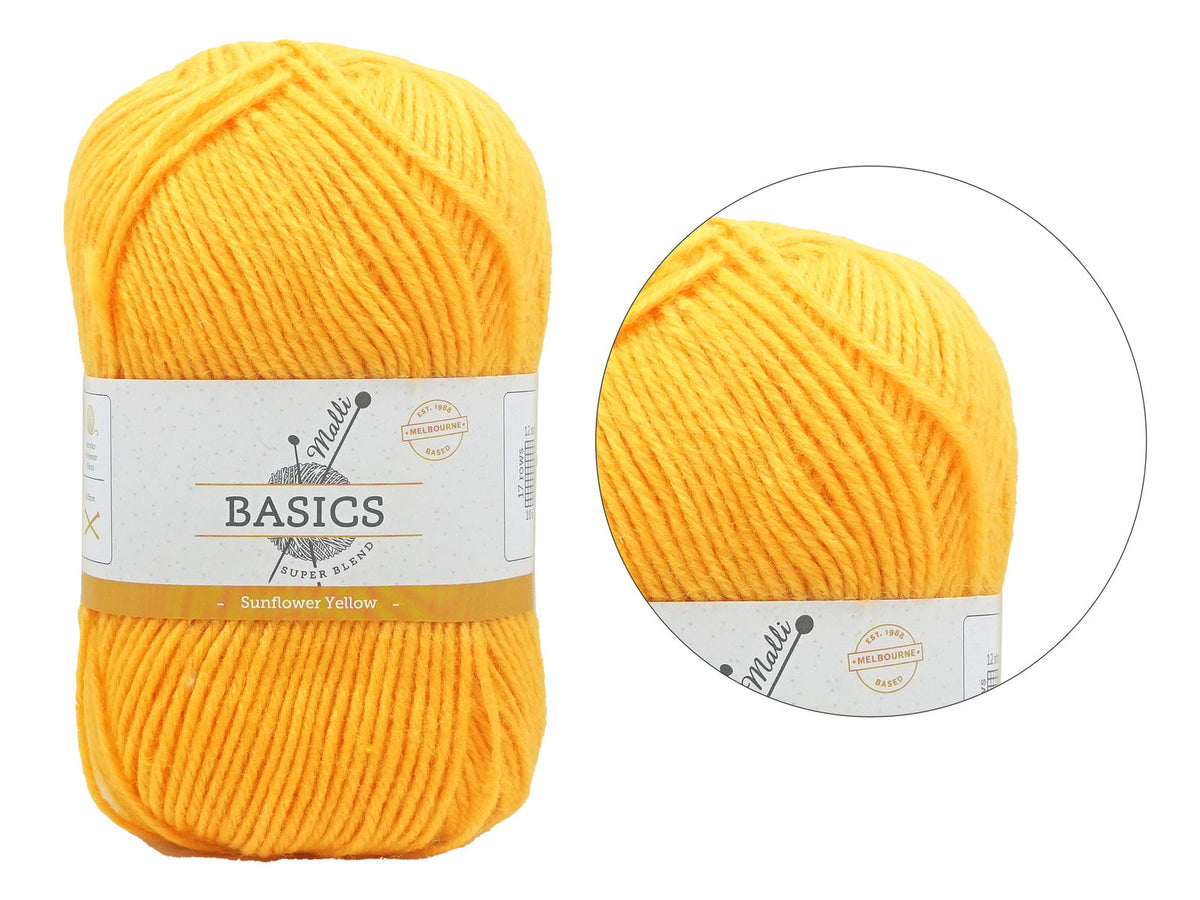 Malli Sunflower Yellow Super Blend Basic 100g Knitting Yarn Acrylic/Poly — image 2