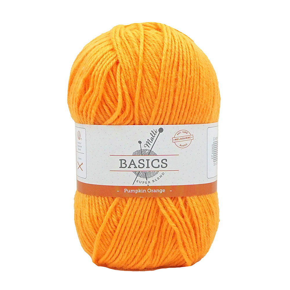 Malli Pumpkin Orange Super Blend Basic 100g Knitting Yarn Acrylic/Poly