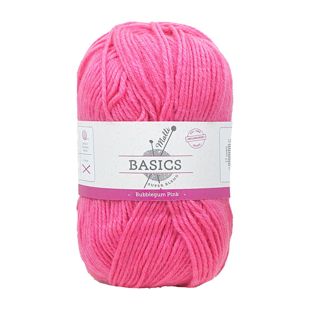 Malli Bubblegum Pink Super Blend Basic 100g Knitting Yarn Acrylic/Poly