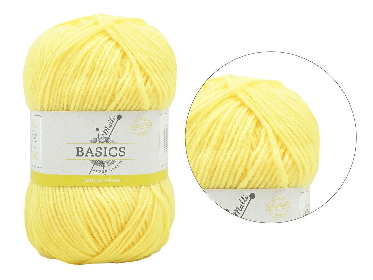 Malli Daffodil Yellow Super Blend Basic 100g Knitting Yarn Acrylic/Poly — image 2
