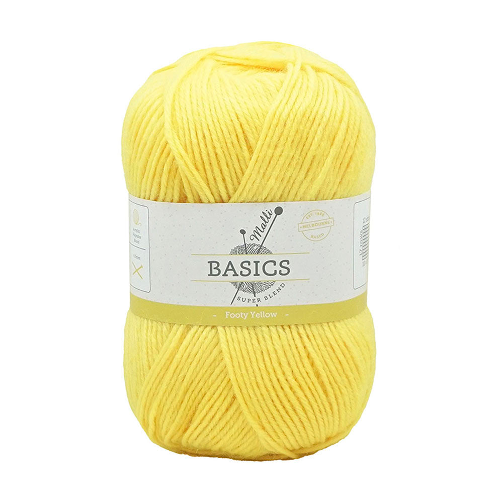 Malli Footy Yellow Super Blend Basic 100g Knitting Craft Yarn Acrylic/Poly