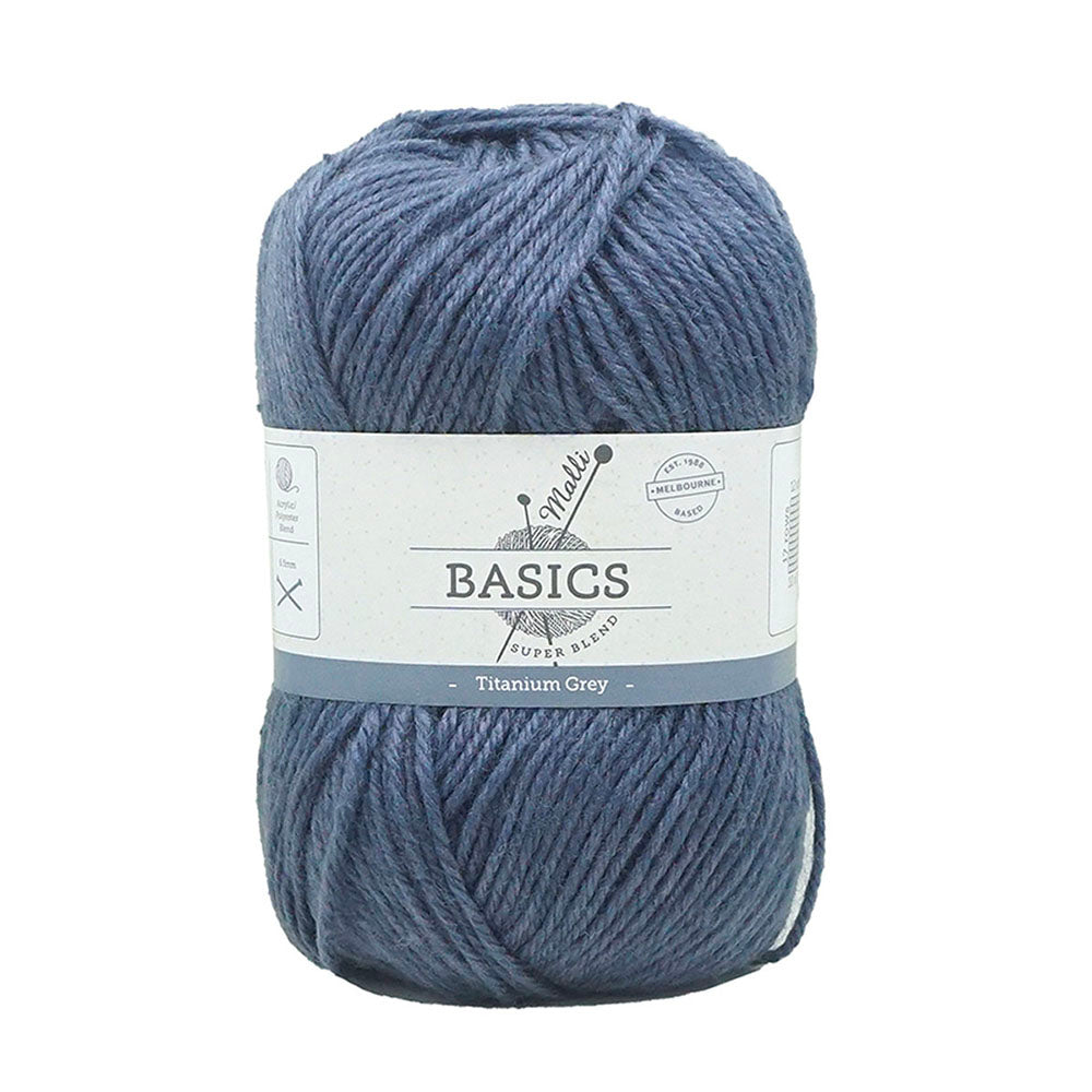 Malli Titanium Grey Super Blend Basic 100g Knitting Craft Yarn Acrylic/Poly