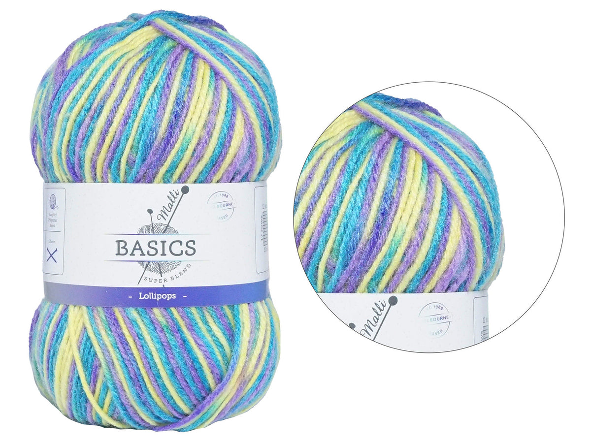 Malli 100g Super Blend Basic Poly/Acrylic Lollipops Multi Colour Knit Yarn — image 2
