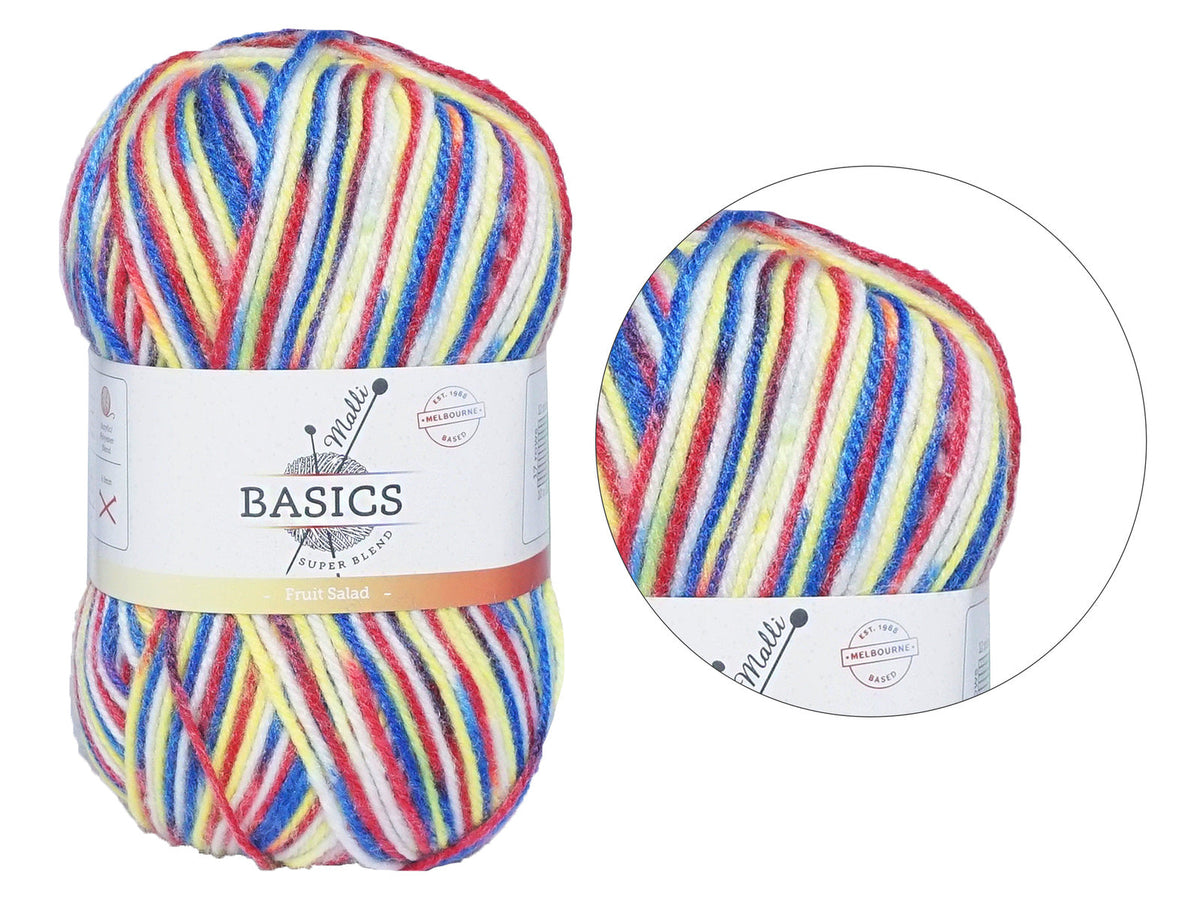 Malli 100g Super Blend Basic Poly/Acrylic Fruit Salad Multi Colour Yarn — image 2