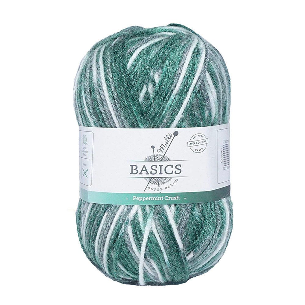 Malli 100g Super Blend Basic Poly/Acrylic Peppermint Crush Multi Colour Yarn