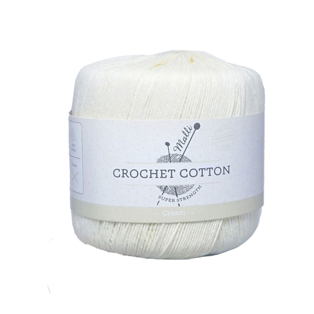Malli 50g Cream Super Strength 100% Cotton Crochet Knitting Yarn 3ply