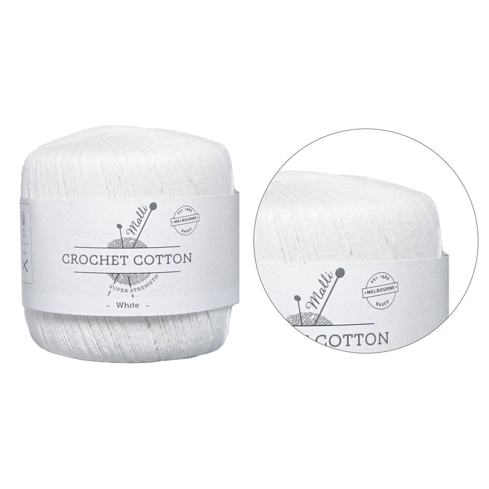 Malli 50g White Super Strength 100% Cotton Crochet Knitting Yarn 3ply — image 2