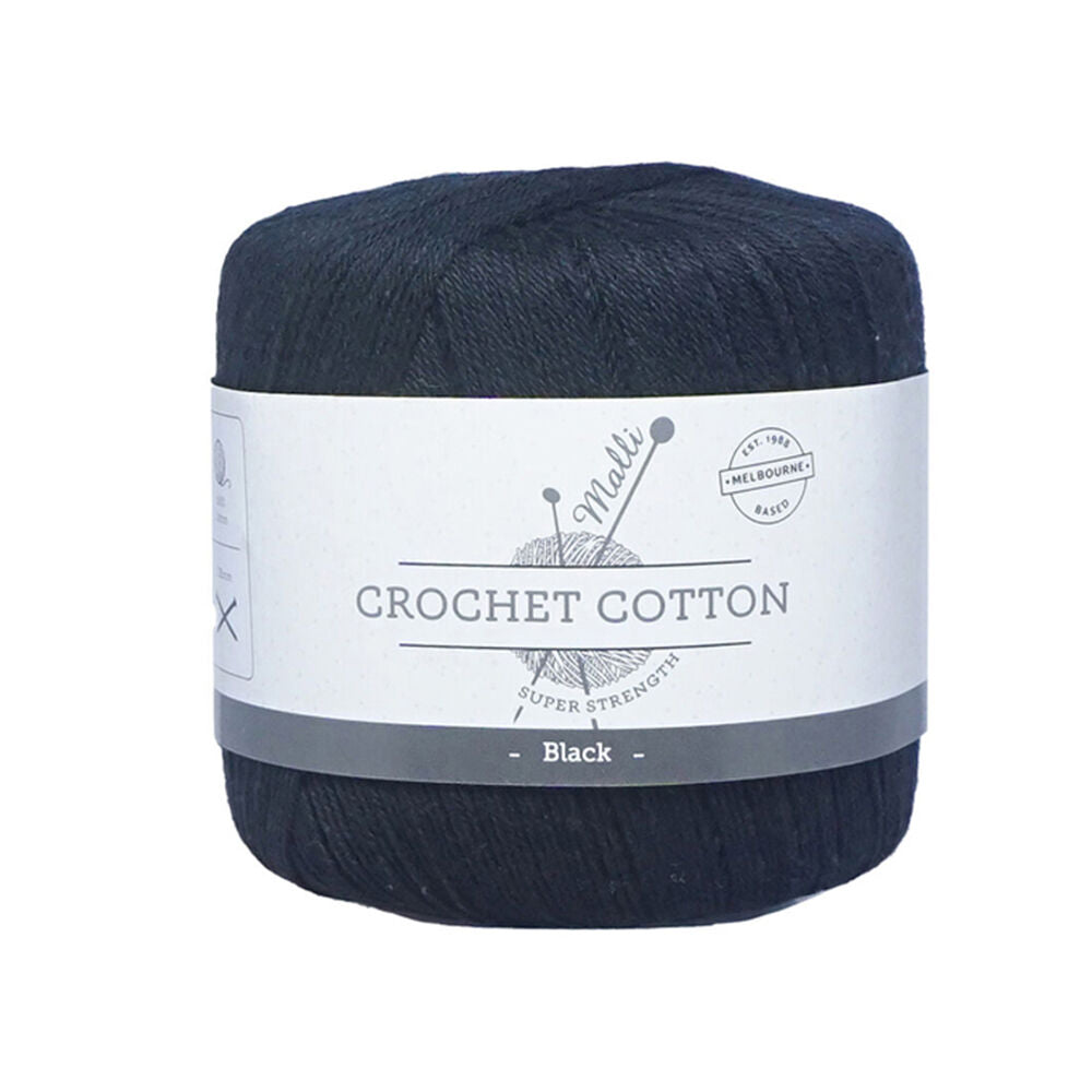 Malli 50g Black Super Strength 100% Cotton Crochet Knitting Yarn 3ply