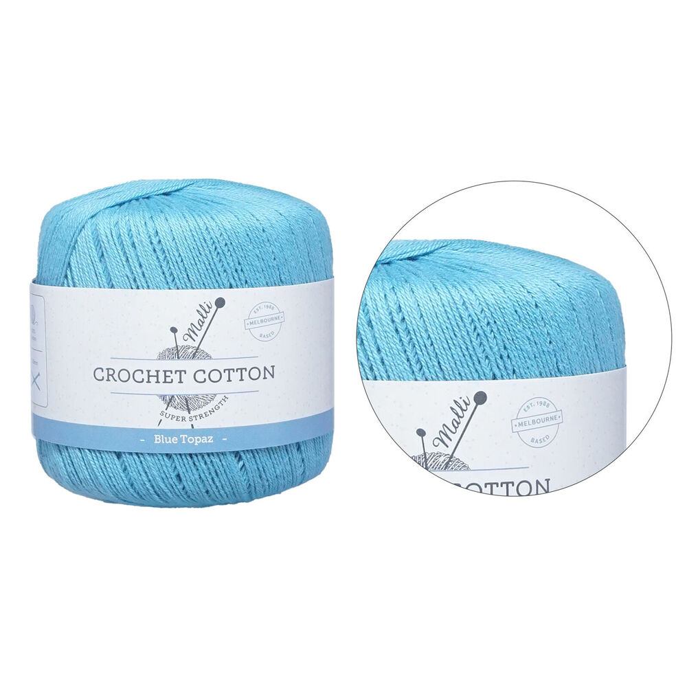 Malli 50g Blue Topaz Super Strength 100% Cotton Crochet Knitting Yarn 3ply — image 2