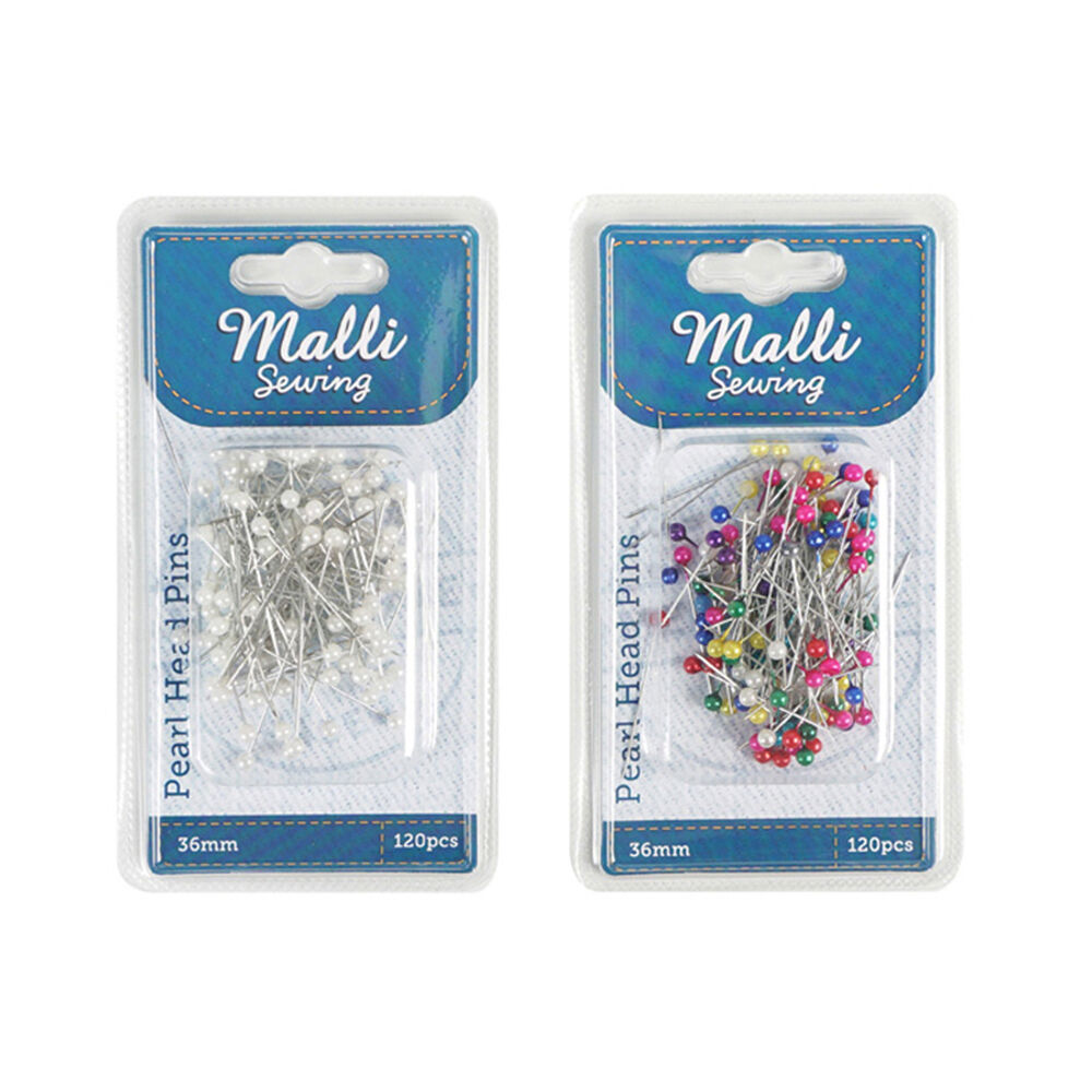 Malli Sewing Metal Pearl Head Pins 36mm - Assorted (120 Pieces) — image 2
