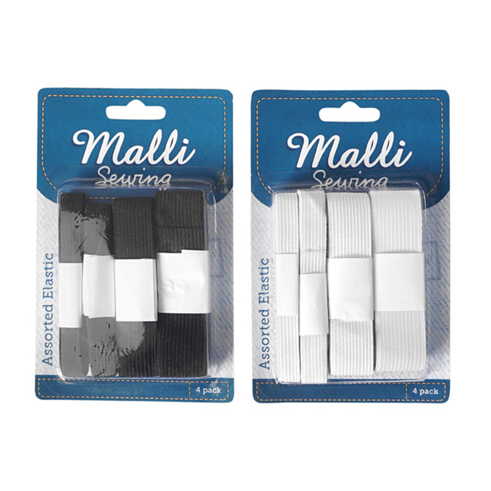 Malli Sewing Elastic Flexible Sewing Bands Waistband Assorted Sizes (4 Pieces) — image 2