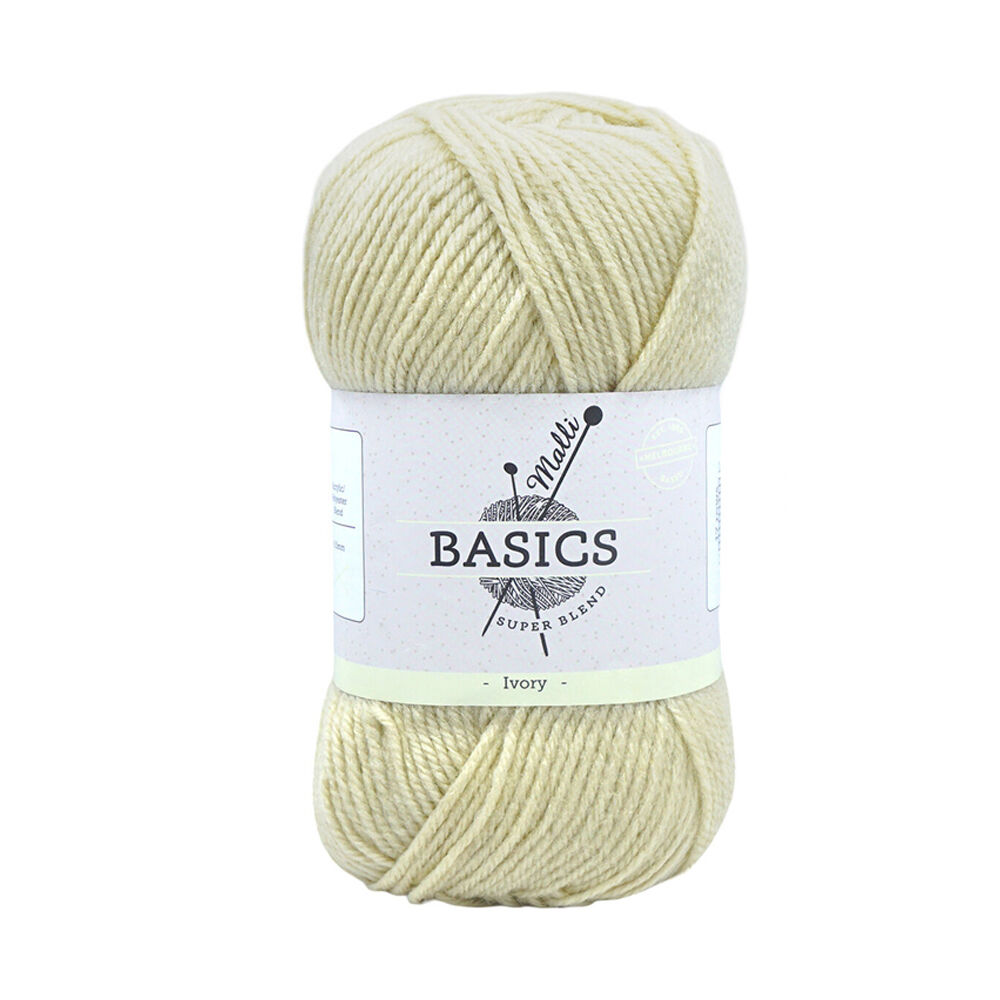 Malli 16x9cm Ivory Super Blend Basic Crochet Knitting Yarn 8ply 100g