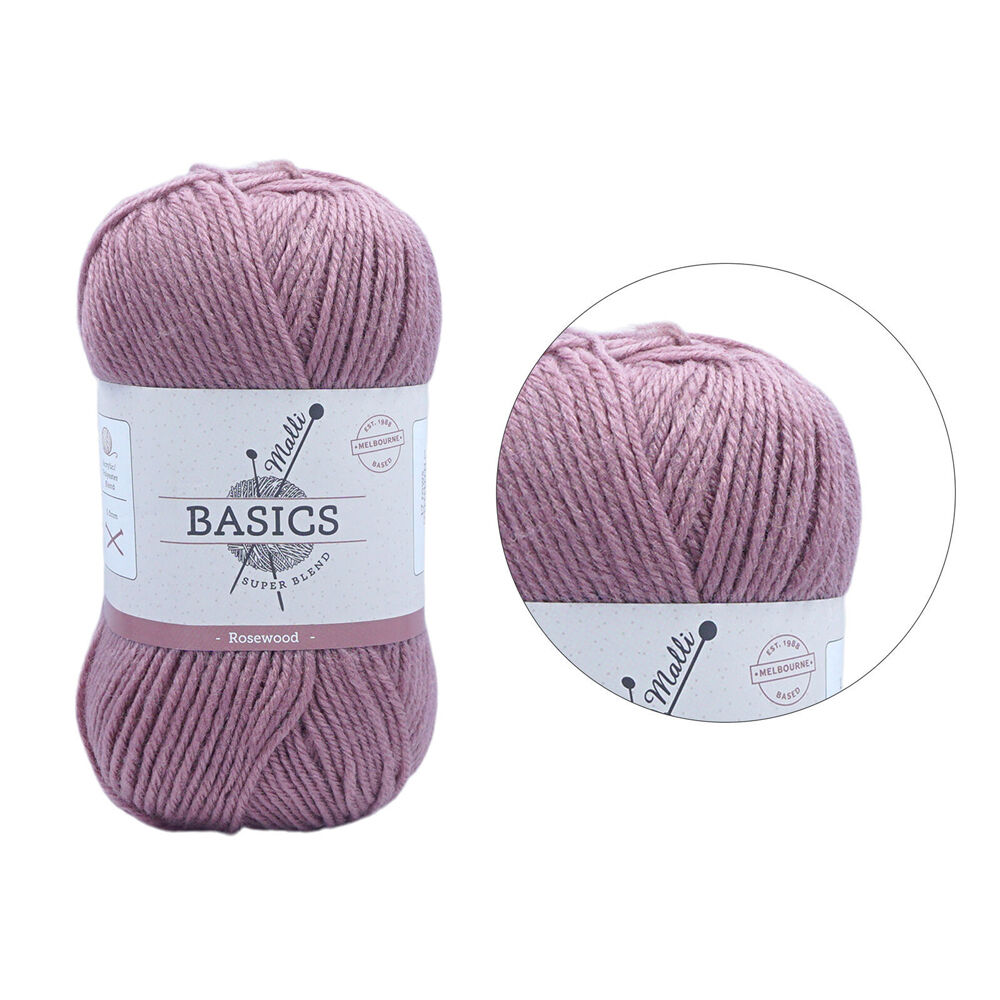 Malli 16x9cm Rosewood Super Blend Basic Crochet Knitting Yarn 8ply 100g — image 2