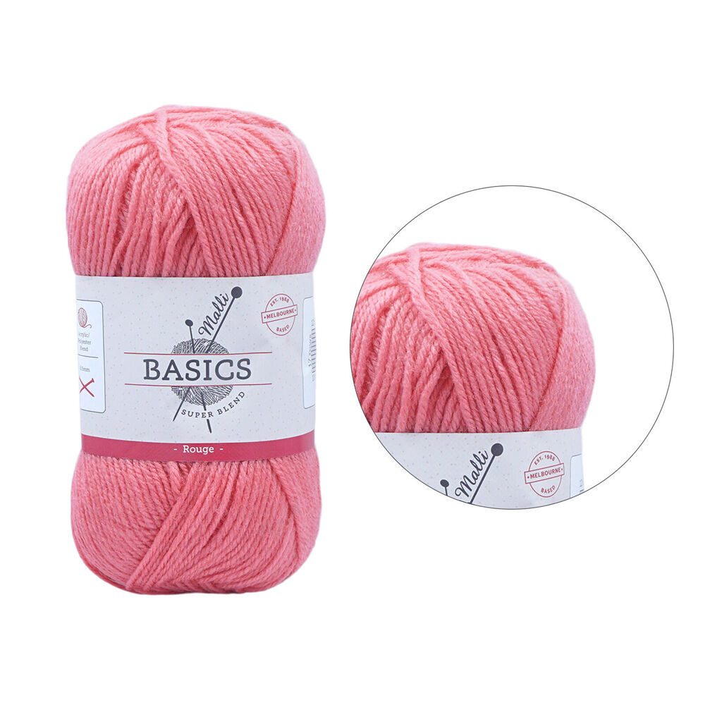 Malli 16x9cm Rouge Super Blend Basic Crochet Knitting Yarn 8ply 100g — image 2