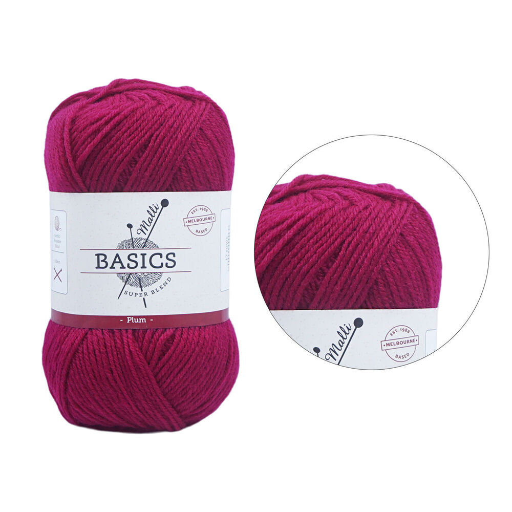 Malli Super Blend Basic Crochet Knitting Yarn 8ply 100g 16x9cm Plum (10 Pack) — image 3
