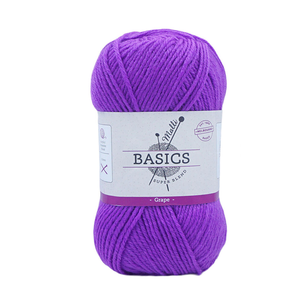 Malli 16x9cm Grape Super Blend Basic Crochet Knitting Yarn 8ply 100g