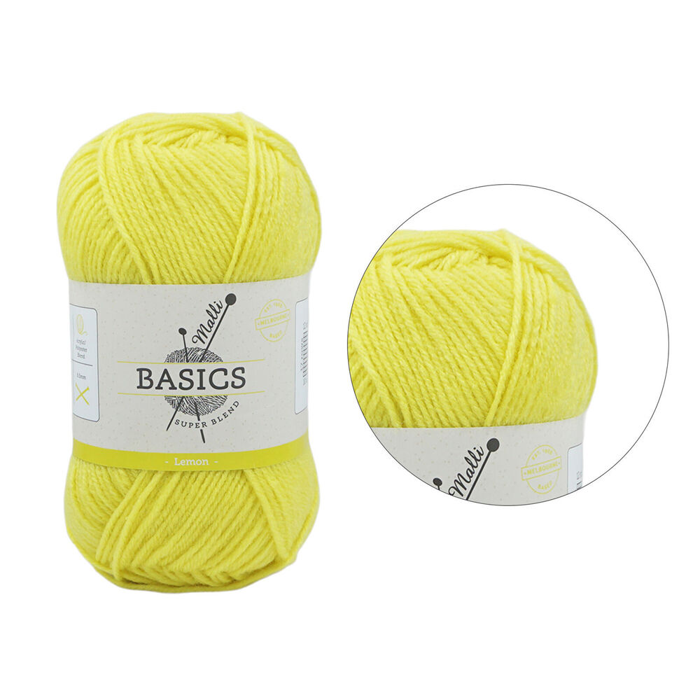 Malli 16x9cm Lemon Super Blend Basic Crochet Knitting Yarn 8ply 100g — image 2