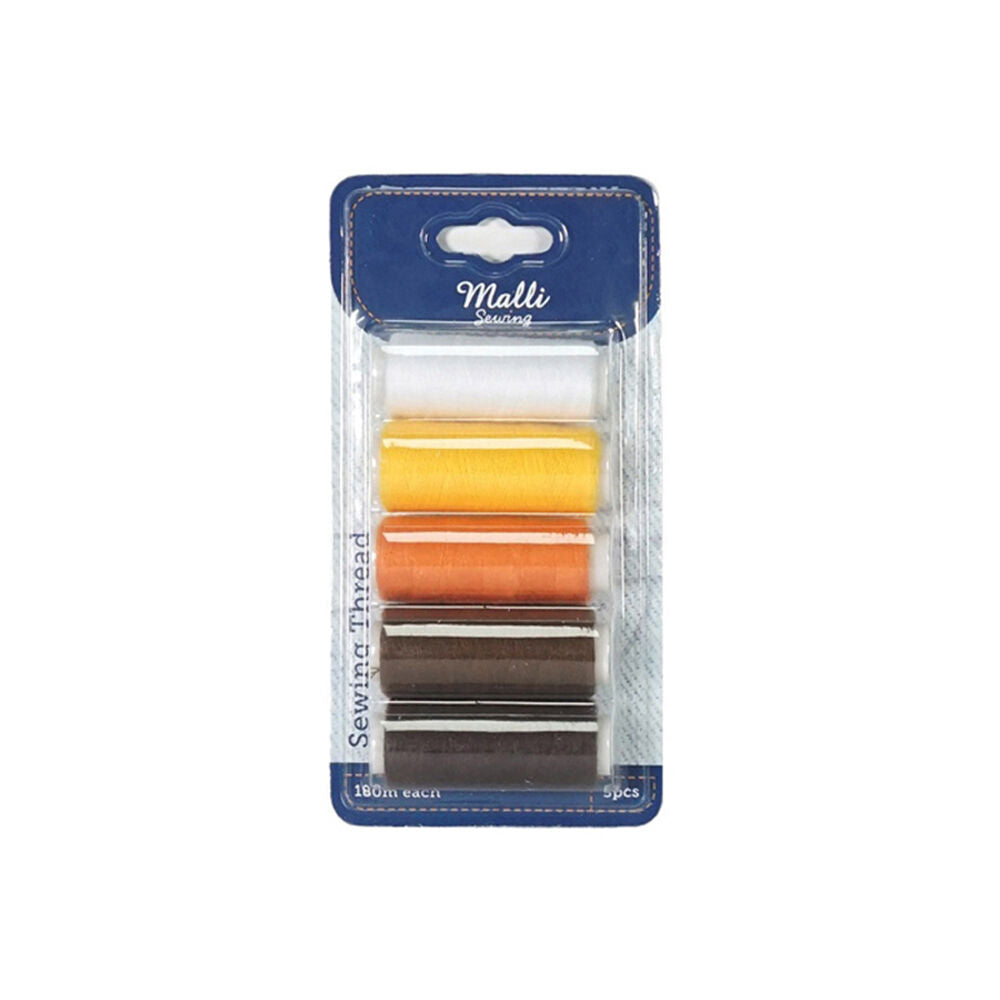 Malli Warm Shades 180M Plastic Spool Sewing DIY Garment Thread (5 Pieces)
