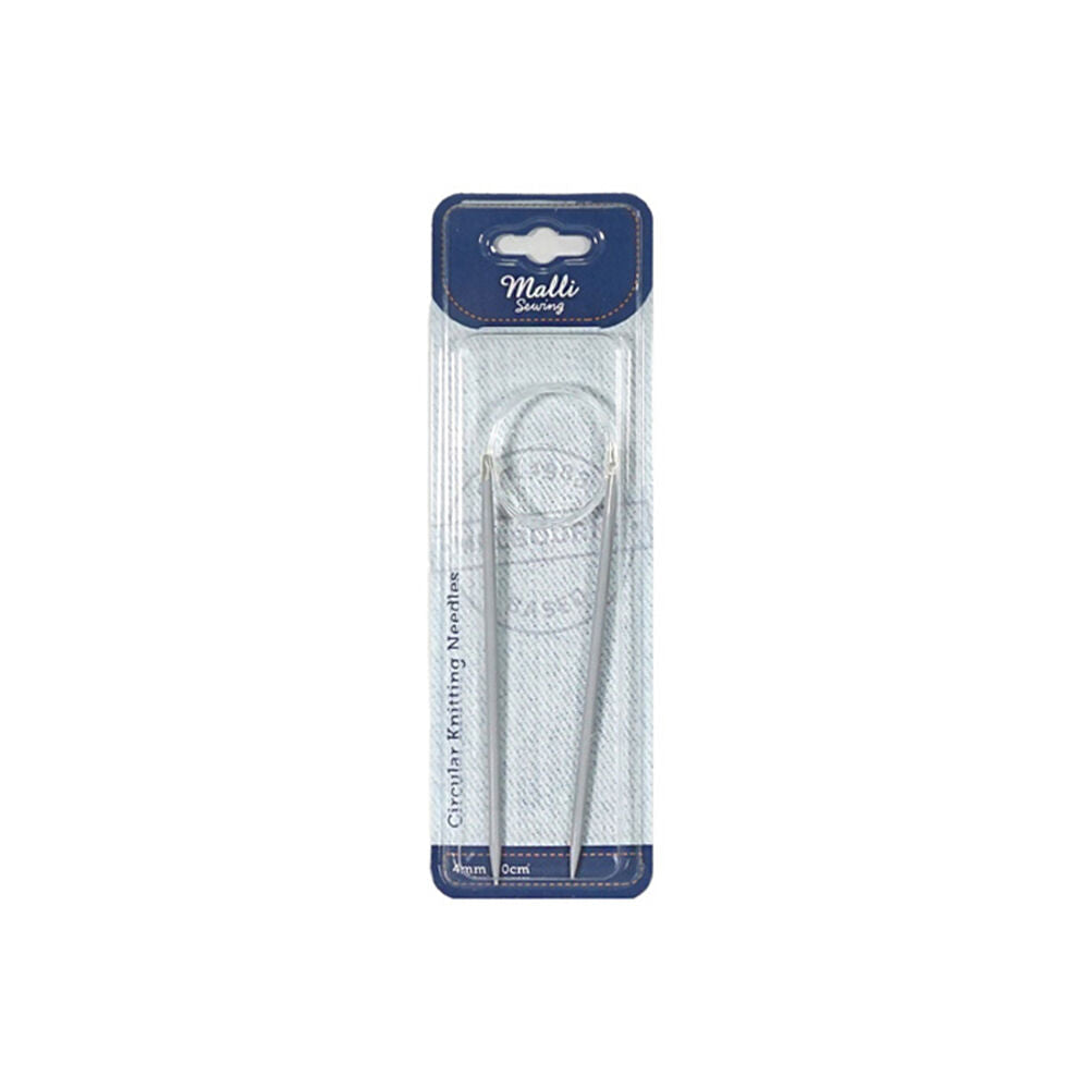 Malli Aluminium/Plastic Circular Knitting Needles Yarn Crafting Tool 4mm Grey