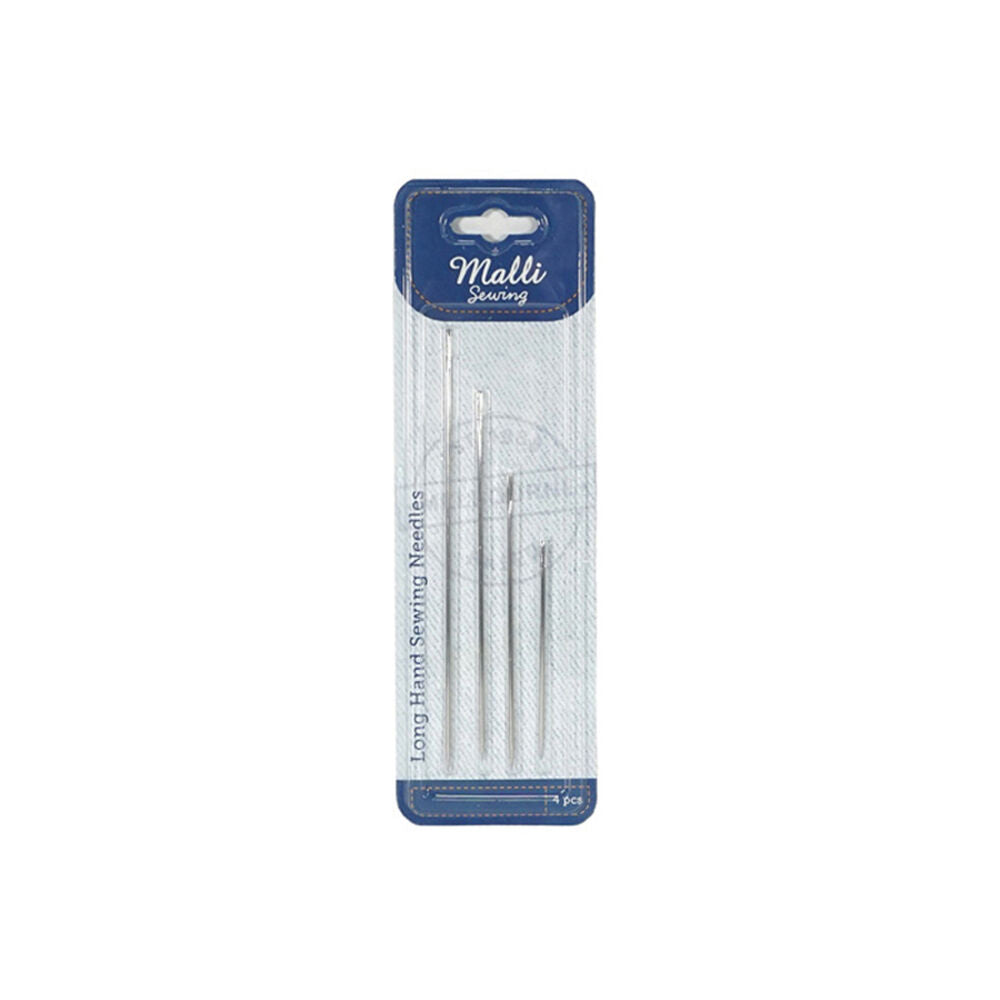 Malli Sewing Steel Long Hand Sewing Tailoring Needles 75mm Silver Assorted (4 Pieces) — image 2