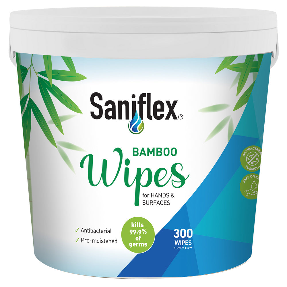 Saniflex Bamboo Material Surface Wipes Bucket Home Kitchen cleaning (300 Pieces)