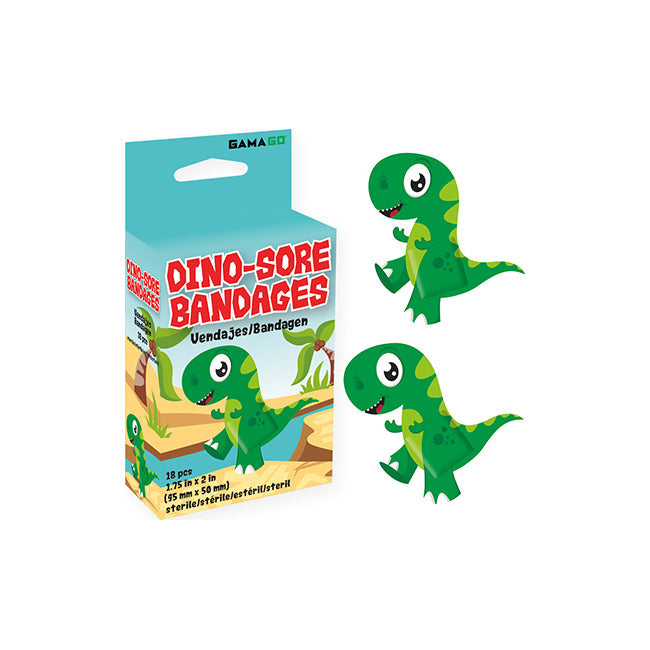 Gamago Dinosore Bandages Kids First Aid Bandaid Adhesive Plaster 9.5x5cm (18 Pieces)