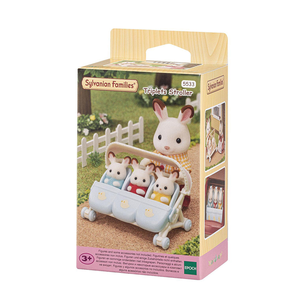Sylvanian Families Triplets Stroller Dollhouse Accessory Kids Play Toy 3+ (4 Pieces)
