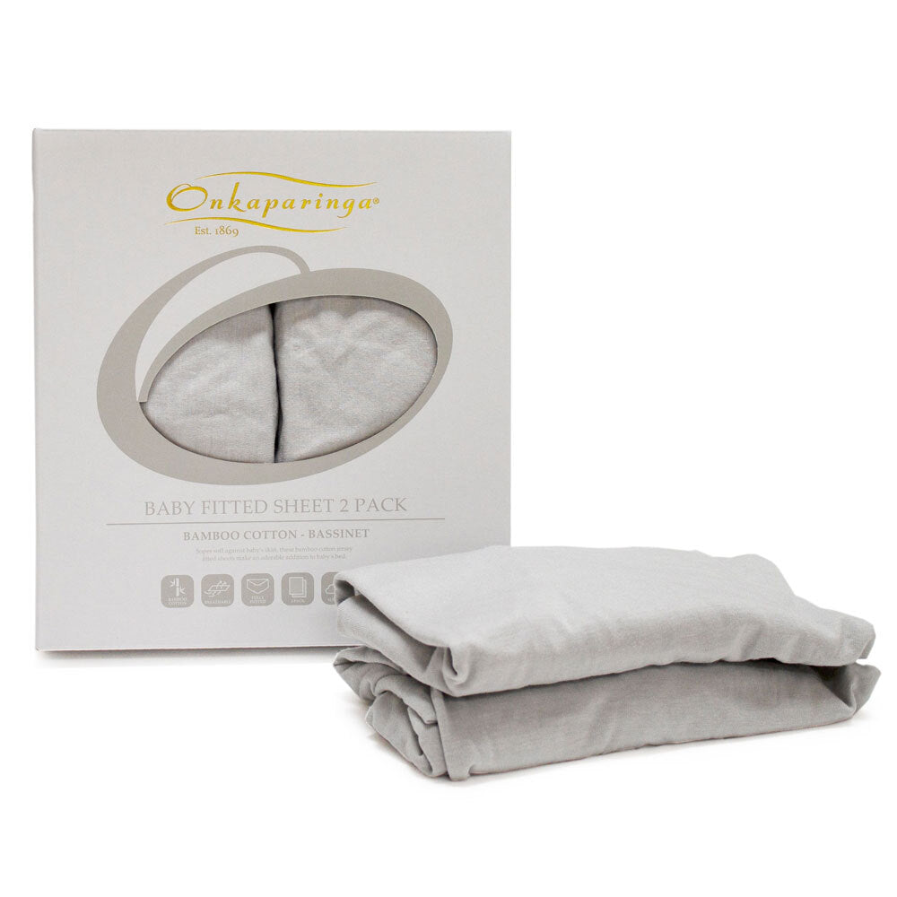 Onkaparinga Baby Bamboo Cotton Jersey Soft Fitted Sheet For Bassinet Silver — image 2