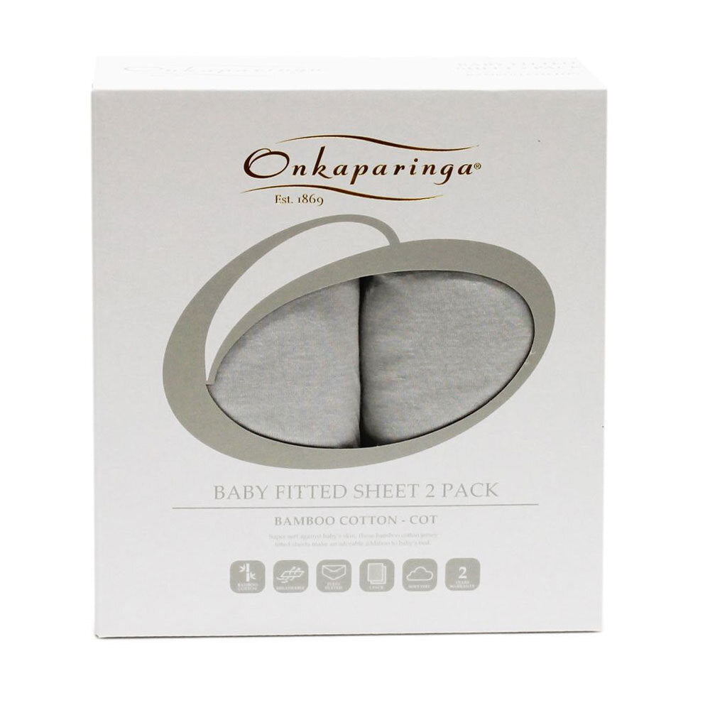 Onkaparinga Baby Soft Bamboo Cotton Jersey Fitted Sheet For Cot/Crib — Silver