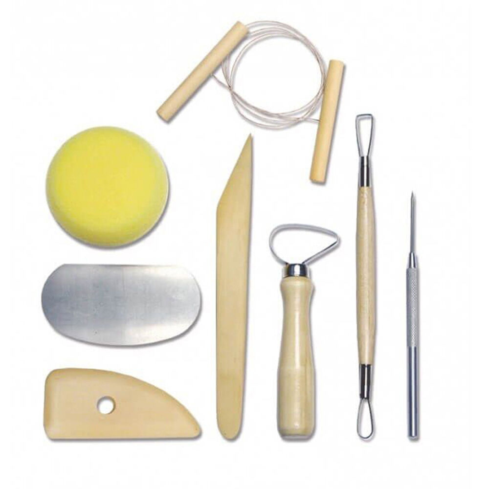 Sinoart Essential Artists Pottery and Ceramics Tools Kit Starter Set (8 Pieces)