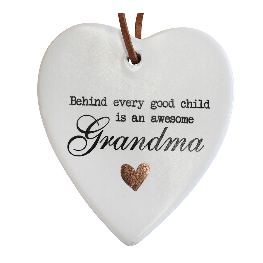 LVD Ceramic Hanging 8x9cm Heart Grandma w/ Hanger Ornament Home/Office Room Decor
