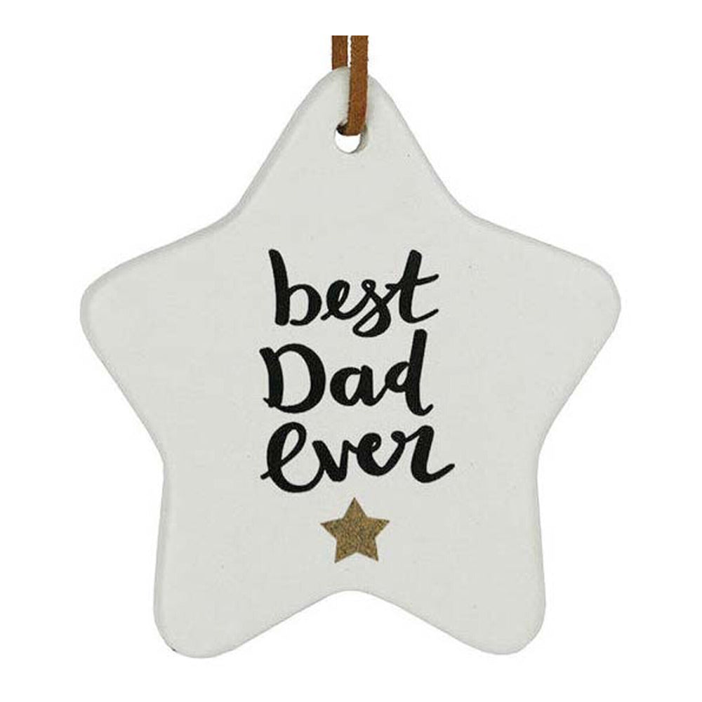 LVD Ceramic Hanging 8x9cm Star Best Dad Ever w/ String Ornament Home/Office Decor