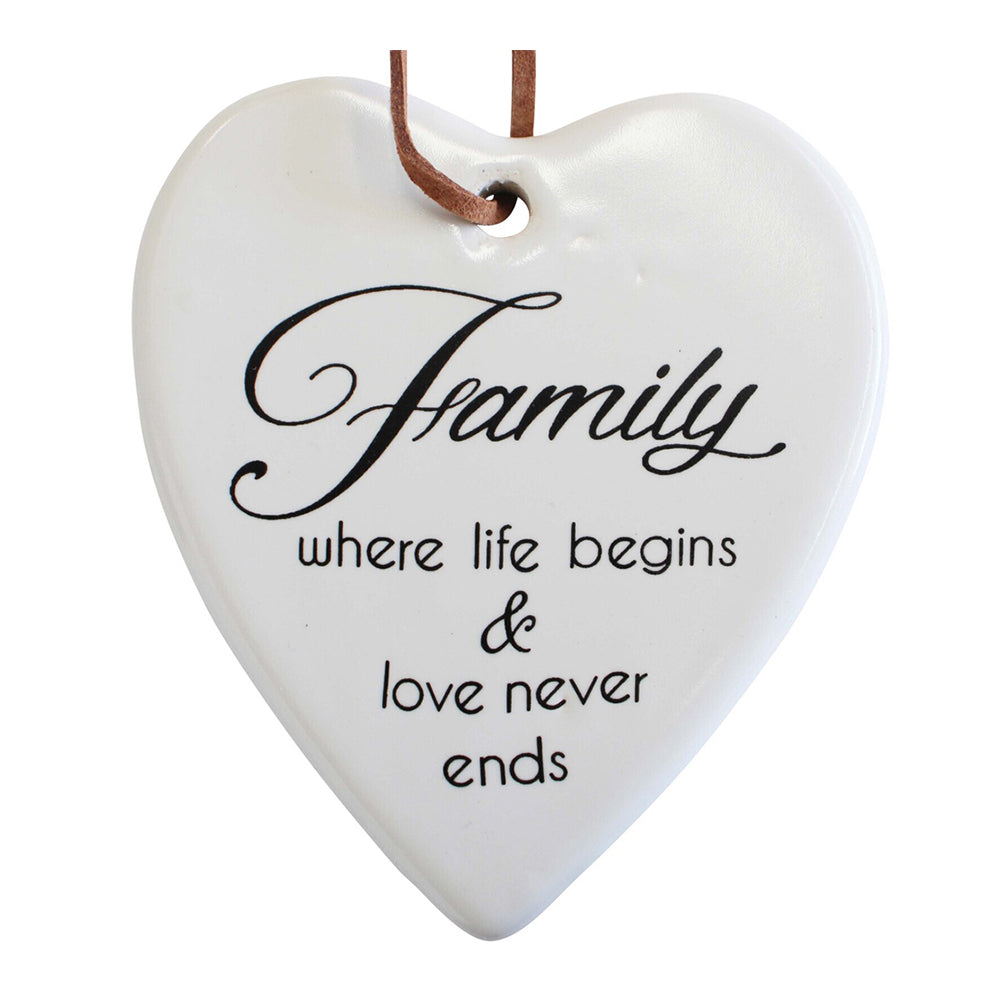 LVD Ceramic Hanging 8x9cm Heart Family w/ Hanger Ornament Home/Office Room Decor