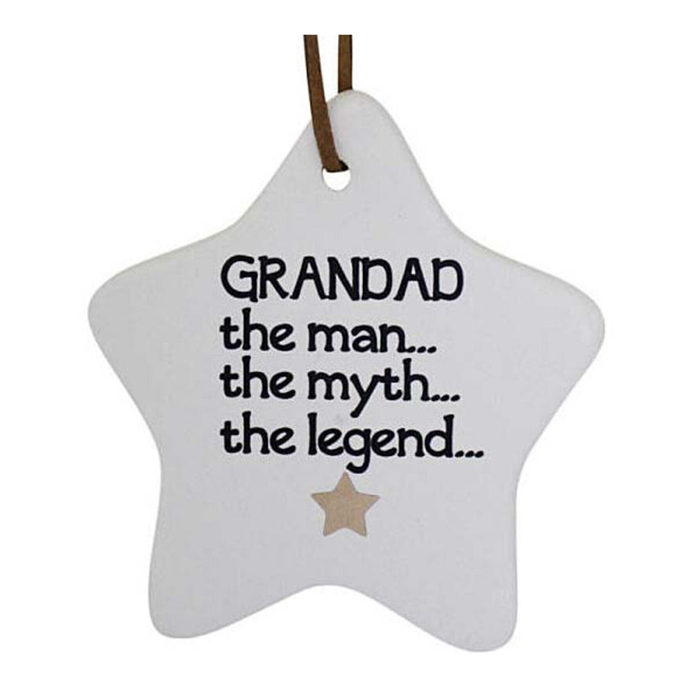 LVD Ceramic Hanging 8x9cm Star Grandad w/ String Ornament Home/Office Room Decor