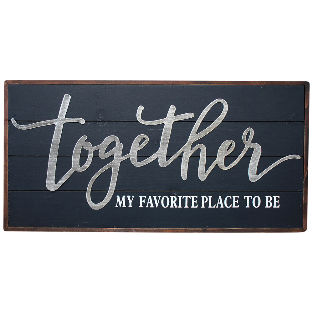 LVD Wood/Metal Sign Together Hanging Signboard Home/Office Decor Black Large — image 2