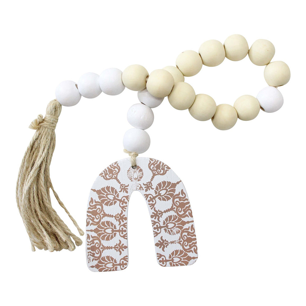 LVD Wood/MDF/Jute 53cm Arch Strand Bead Home Decorative Tabletop Ornament White