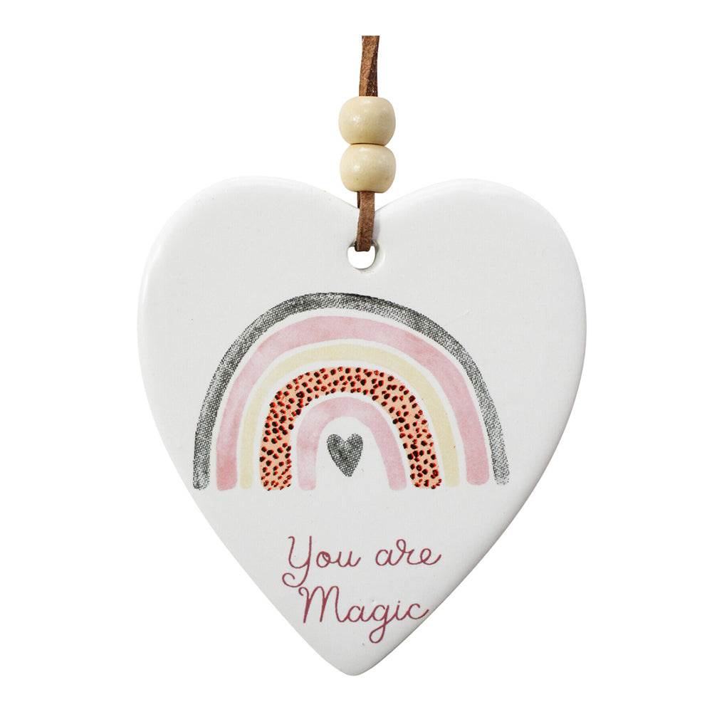 LVD Ceramic Hanging 8x9cm Heart Rainbow Magic w/ Hanger Ornament Home/Office Decor
