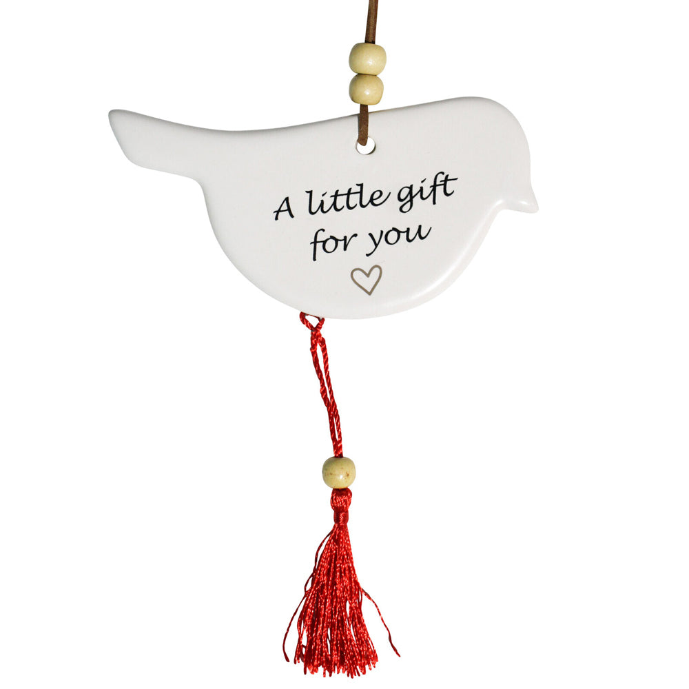 LVD Ceramic Hanging 12cm Bird Indigenous w/ Tassel/Hanger Ornament Home Decor Red — image 3