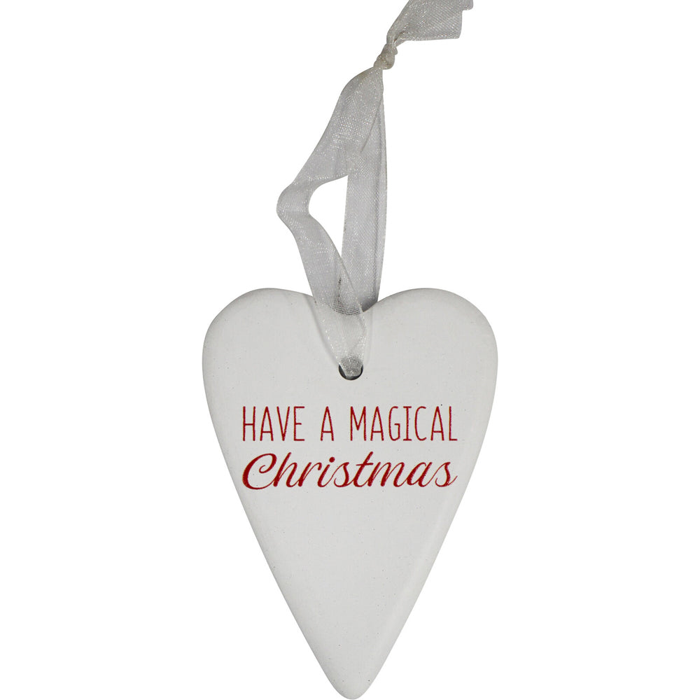 LVD Ceramic Gift Heart Folk Home Xmas Hanging Ornament Decor 6x8cm White — image 3
