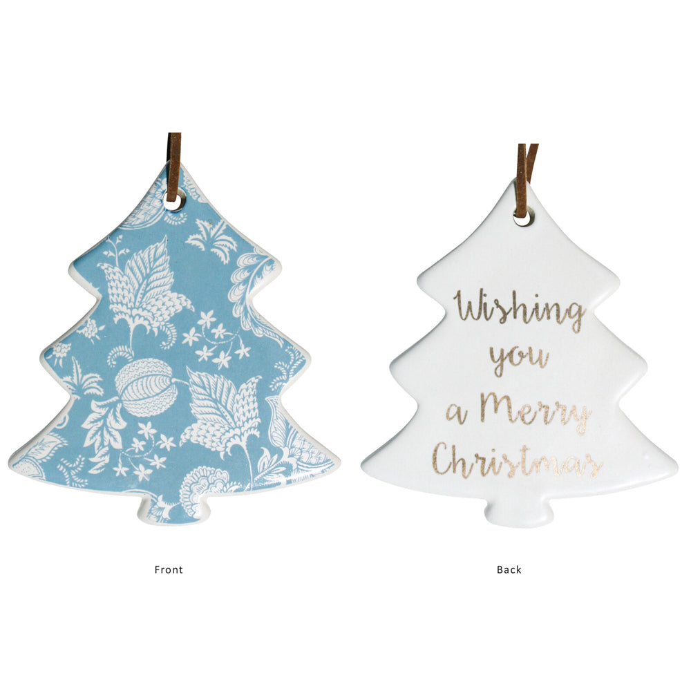 LVD Ceramic Tree Aqua Fantasy Home Christmas Hanging Ornament Decor 8x9cm