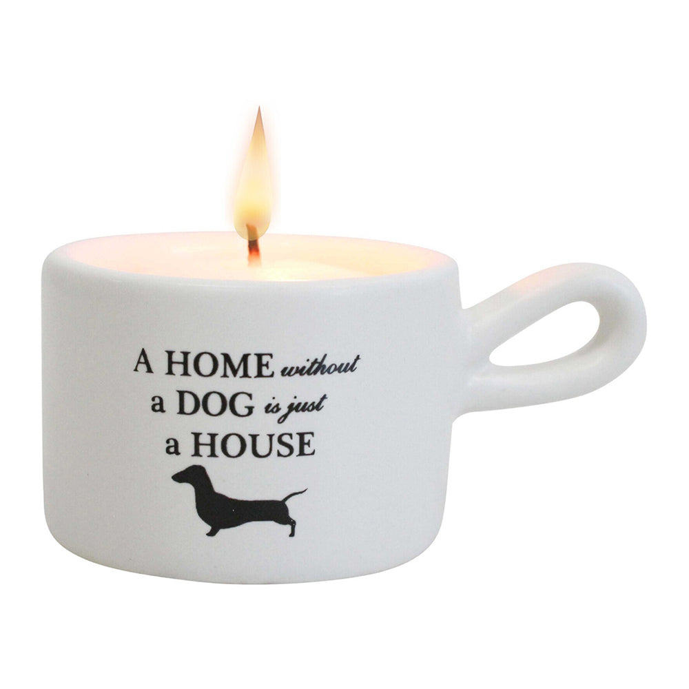 LVD Ceramic House Dog 8cm Tealight Candle Holder Home Tabletop/Desk Room Decor White