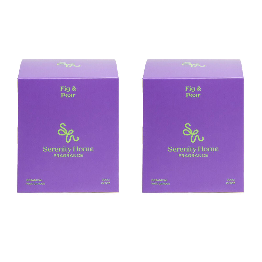 Serenity Ripe Fig and Juicy Pear Scent Home Fragrance Candle Jar 300g (2 Pack)
