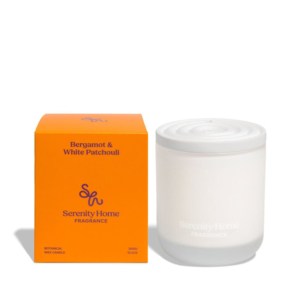 Serenity 300g Bergamot and White Patchouli Scent Home Fragrance Candle Jar